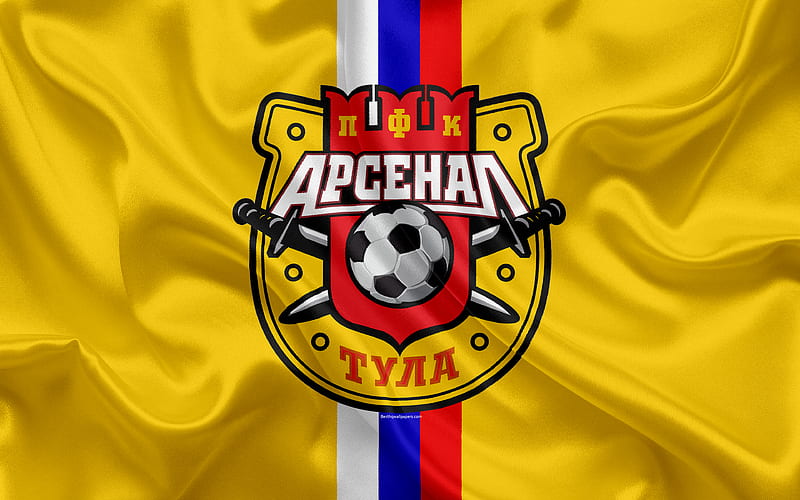 FC Arsenal Tula Russian football club, logo, emblem, Russian football championship, Premier League, football, Tula, Russia, silk flag, HD wallpaper