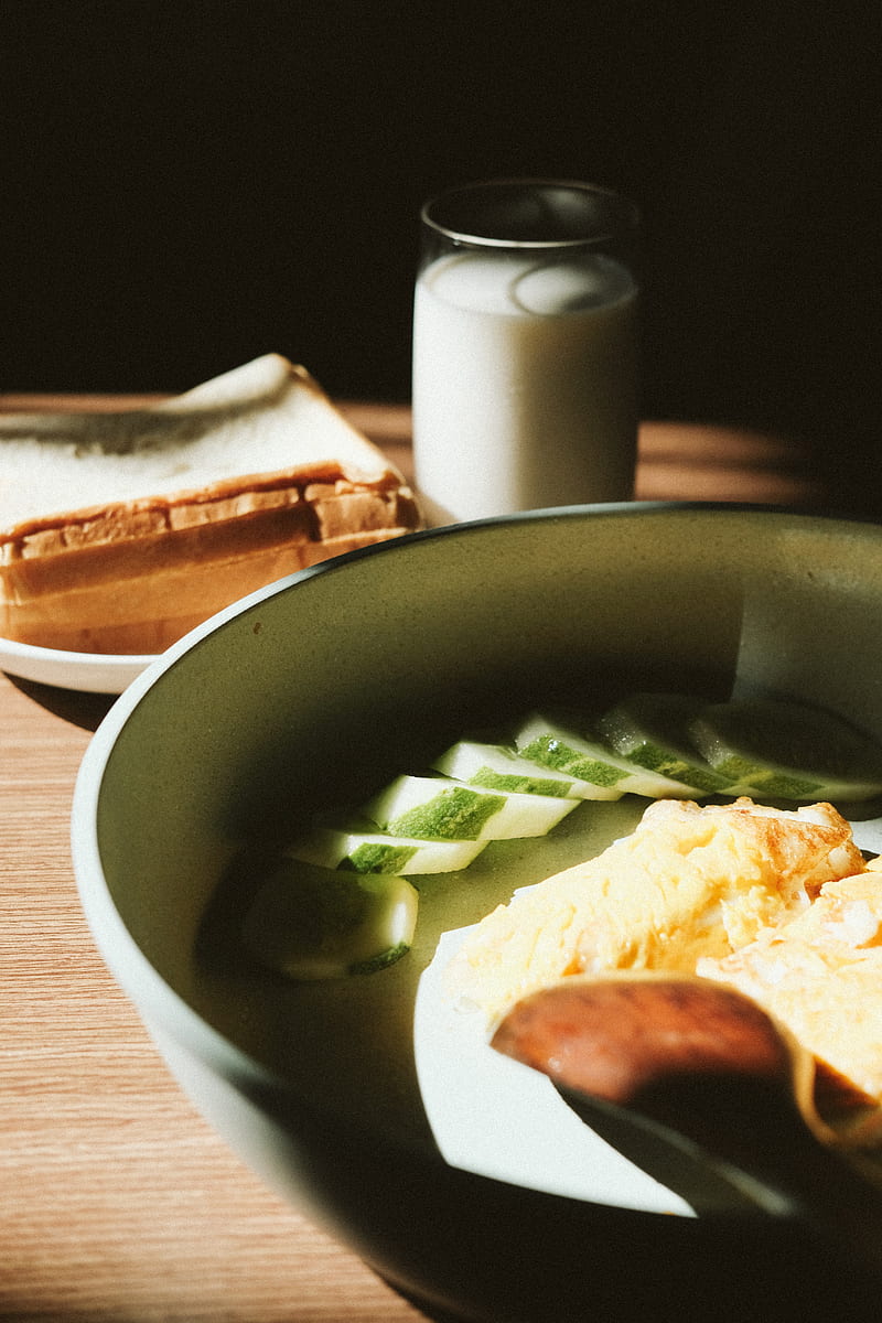 bowl, soup, cucumbers, bread, HD phone wallpaper