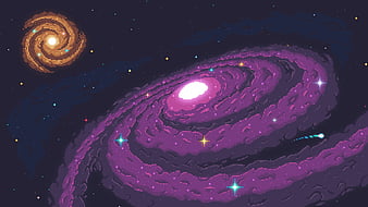 Galaxies Pixel Art, HD wallpaper