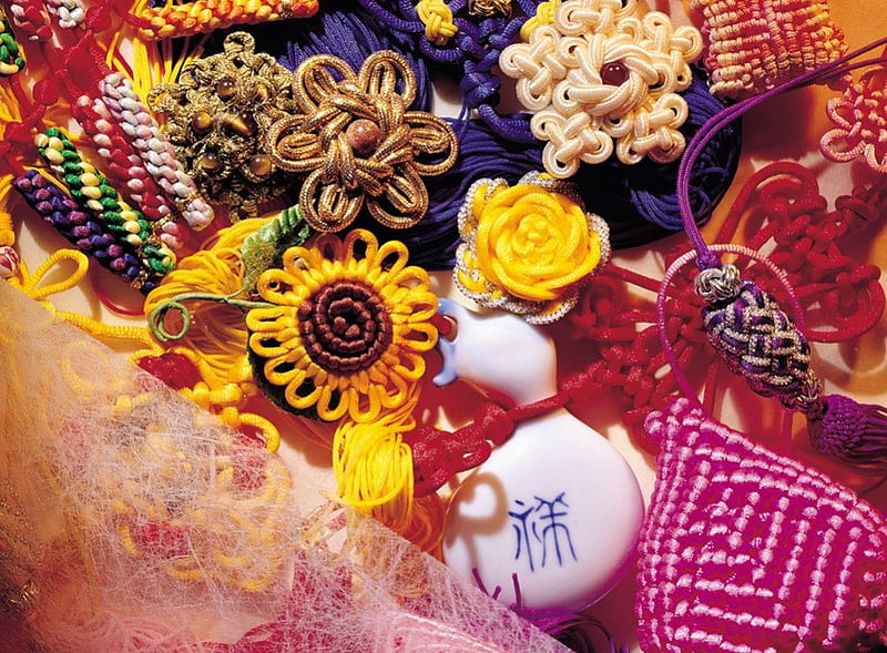 Colourful Crafts, knot art, chinese, craft, decorations, HD wallpaper