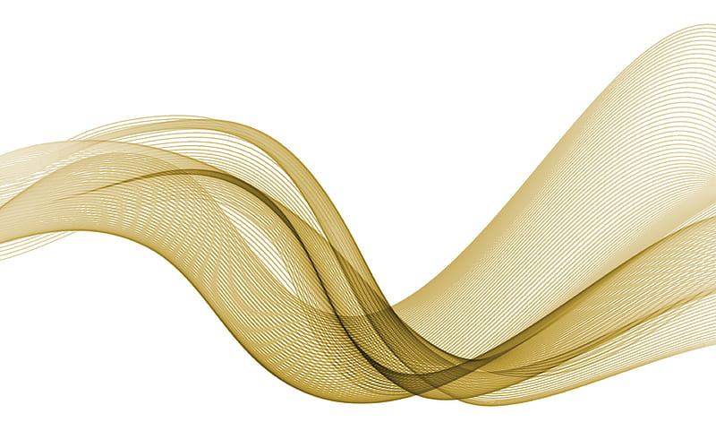 Golden abstract wave Golden wave on a white background, Golden waves background, Golden abstraction, waves background, Golden wave smoke, HD wallpaper