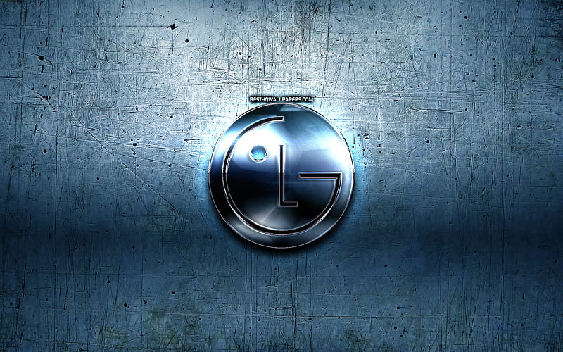 LG metal logo, blue metal background, artwork, LG, brands, LG 3D logo, creative, LG logo, HD wallpaper