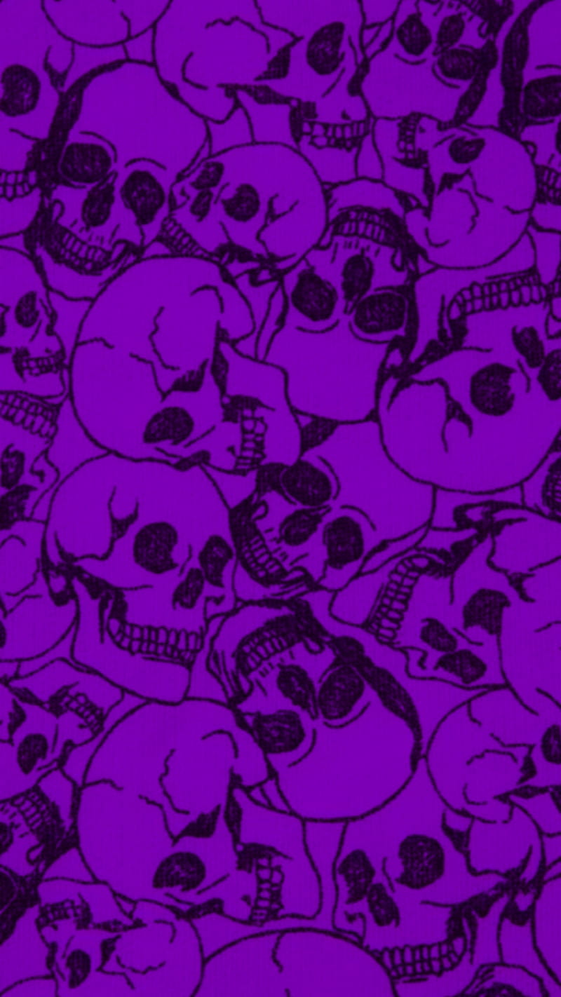 Purple Skulls, black, designs, halloween, patterns, HD phone wallpaper