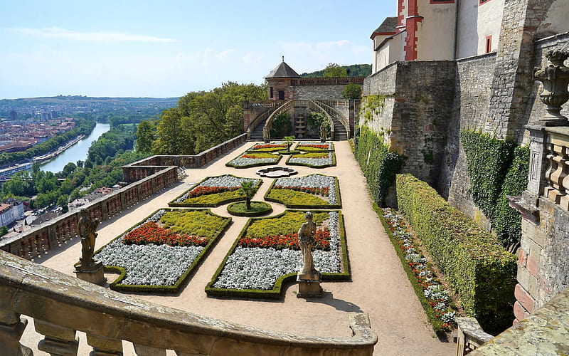 Castle Terrace in Germany, Bavaria, garden, castle, Germany, terrace, HD wallpaper