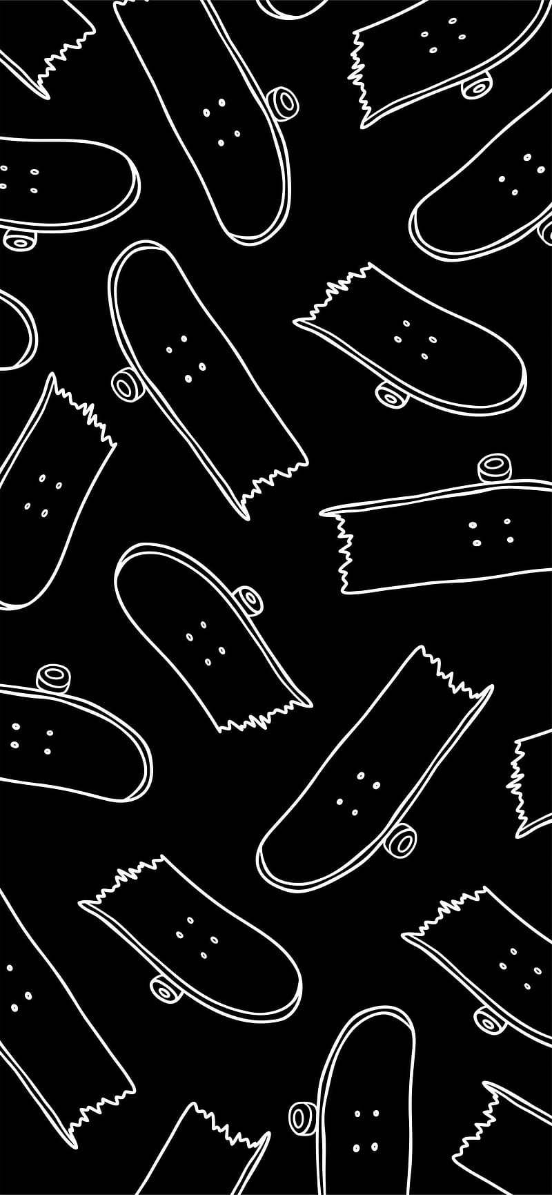 Broken Skateboard Doodle Black - SK8 Cool Doodle, Dark Doodle, HD phone wallpaper