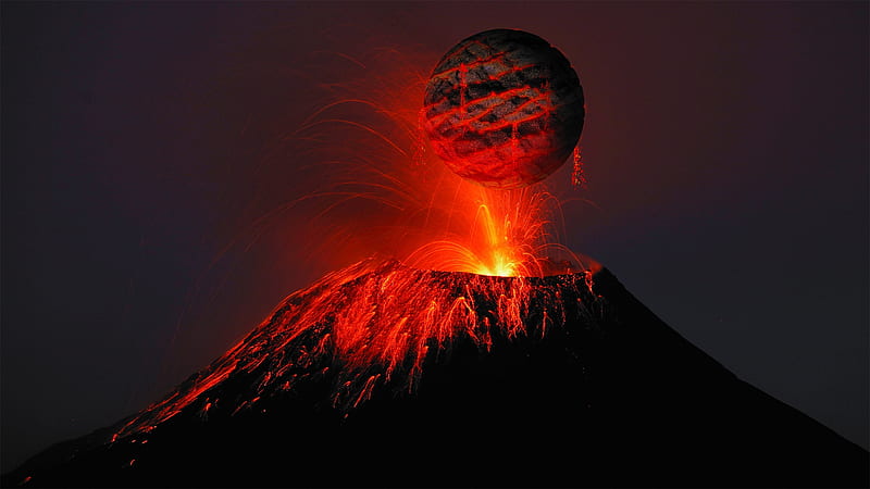 Volcanic Eruption, mountain, fire, lava, hot, volcano, Firefox Persona theme, HD wallpaper