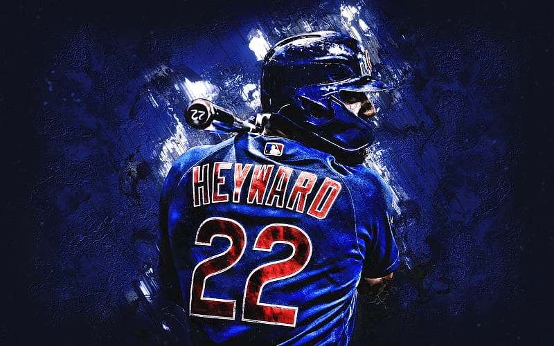 Jason Heyward, Chicago Cubs, MLB, American baseball player, portrait, blue stone background, baseball, Major League Baseball, HD wallpaper