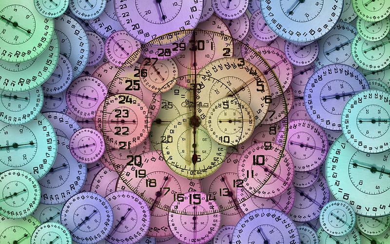 creative clock, dial, time concepts, art, numbers, arrows, HD wallpaper