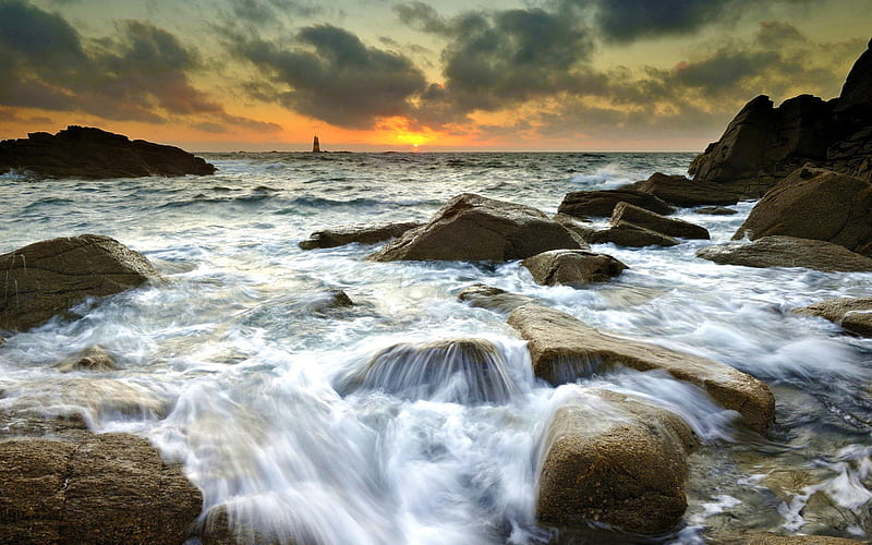 Ocean Waves, rocks, sun, bonito, sunset, clouds, sea, splendor, beauty,  amazing, HD wallpaper | Peakpx