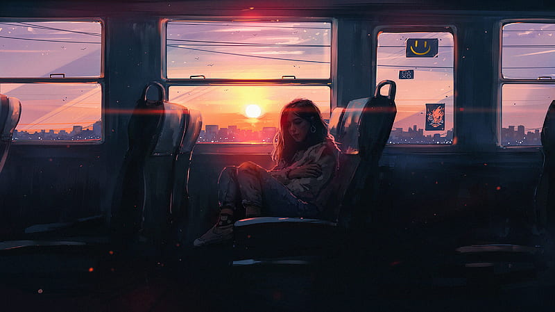 Alone In Train , alone, train, artist, artwork, digital-art, HD wallpaper