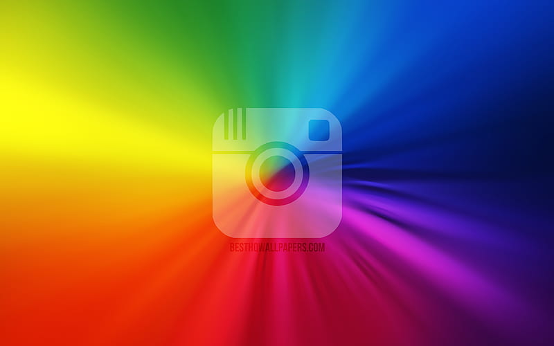 Instagram logo vortex, social networks, rainbow backgrounds, creative, artwork, brands, Instagram, HD wallpaper