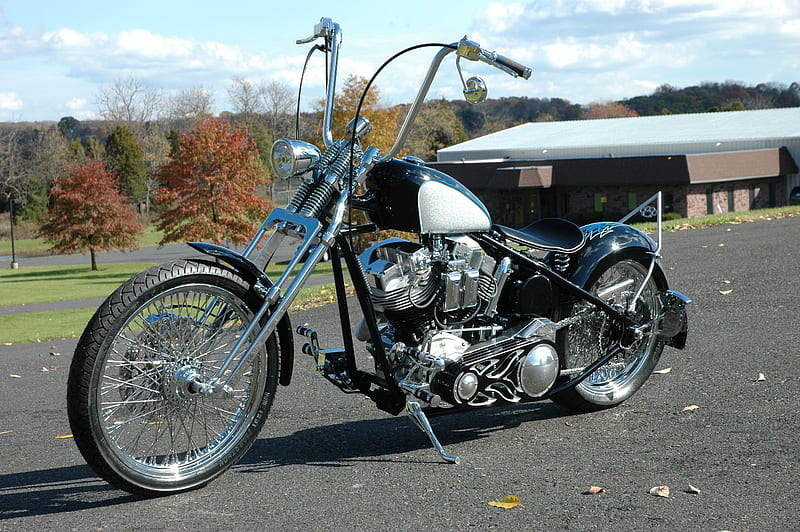 Old Skool Chopper, motorcycles, harley davidson, HD wallpaper
