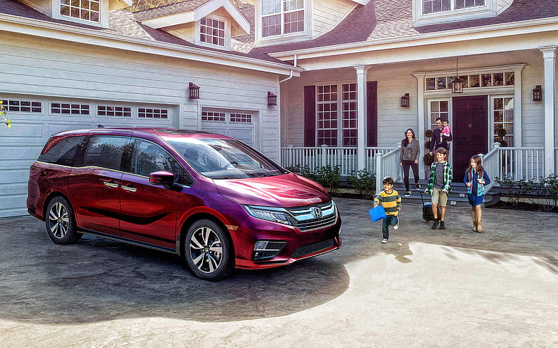 2020, Honda Odyssey, front view, red minivan, new red Odyssey, japanese cars, Honda, HD wallpaper