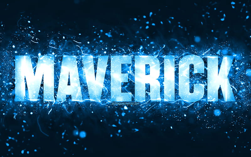 Happy Birtay Maverick blue neon lights, Maverick name, creative, Maverick Happy Birtay, Maverick Birtay, popular american male names, with Maverick name, Maverick, HD wallpaper