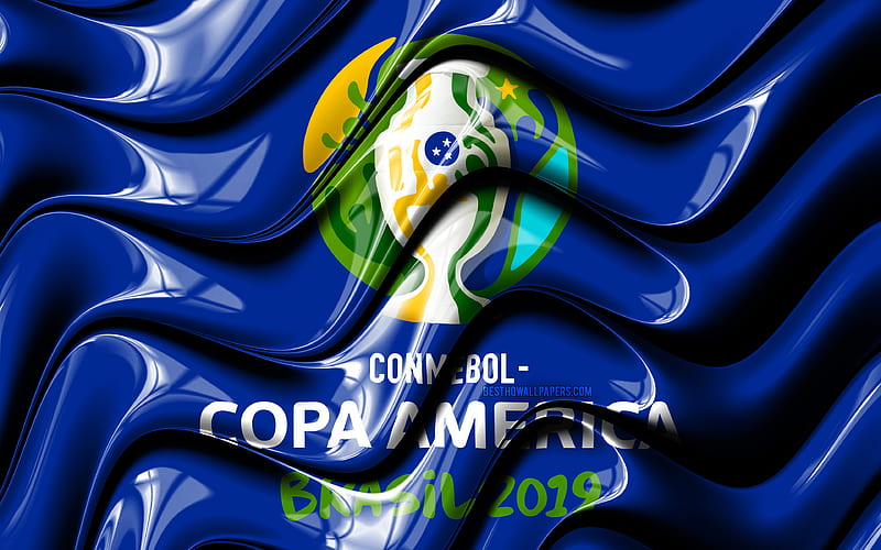 2019 Copa America, blue flag, Conmebol, artwork, Copa America 2019 Brazil, Flag of Copa America 2019, Copa America flag, 2019 Copa America logo, HD wallpaper