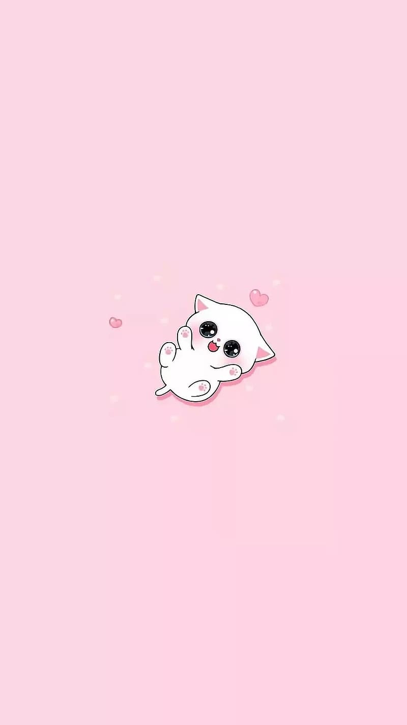 Cute And Sweet, Cute Pink Cat, pink background, cute cat, HD phone ...