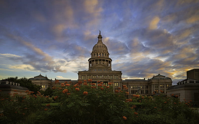 Texas State Capitol, twilight, american cities, Austin, Texas, USA, America, HD wallpaper