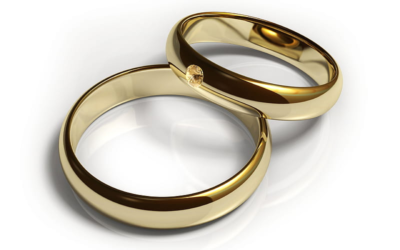 3d gold rings jewelry, gold, objects, HD wallpaper