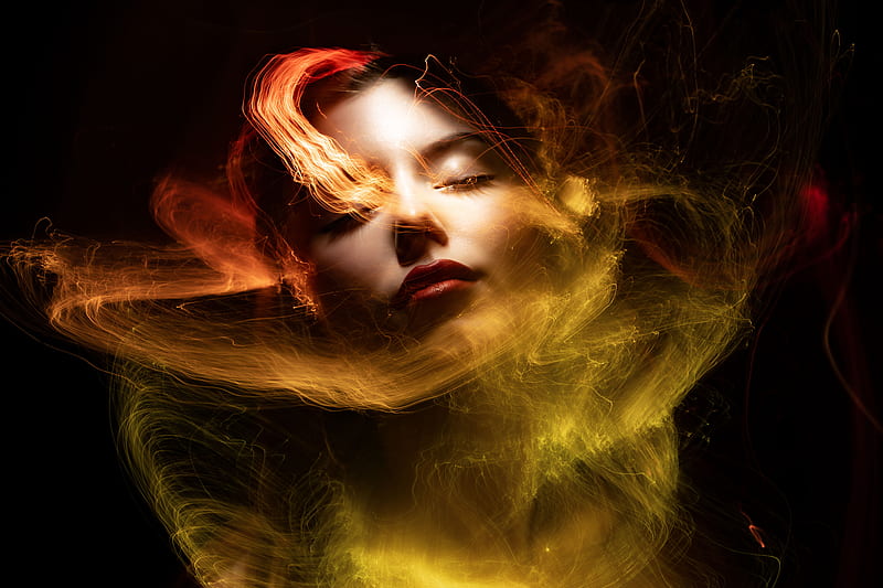 Woman With Red and Yellow Hair, HD wallpaper