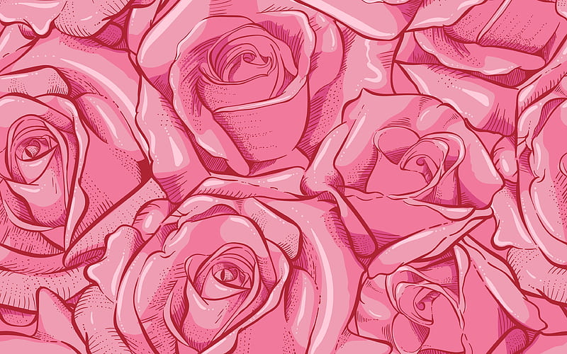 pink roses pattern floral patterns, decorative art, abstract roses pattern, background with roses, flowers, roses patterns, abstract floral pattern, floral textures, HD wallpaper