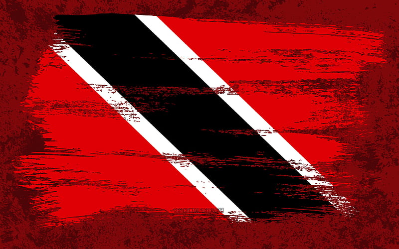 Flag of Trinidad and Tobago, grunge flags, North American countries, national symbols, brush stroke, Trinidad and Tobago flag, grunge art, North America, Trinidad and Tobago, HD wallpaper