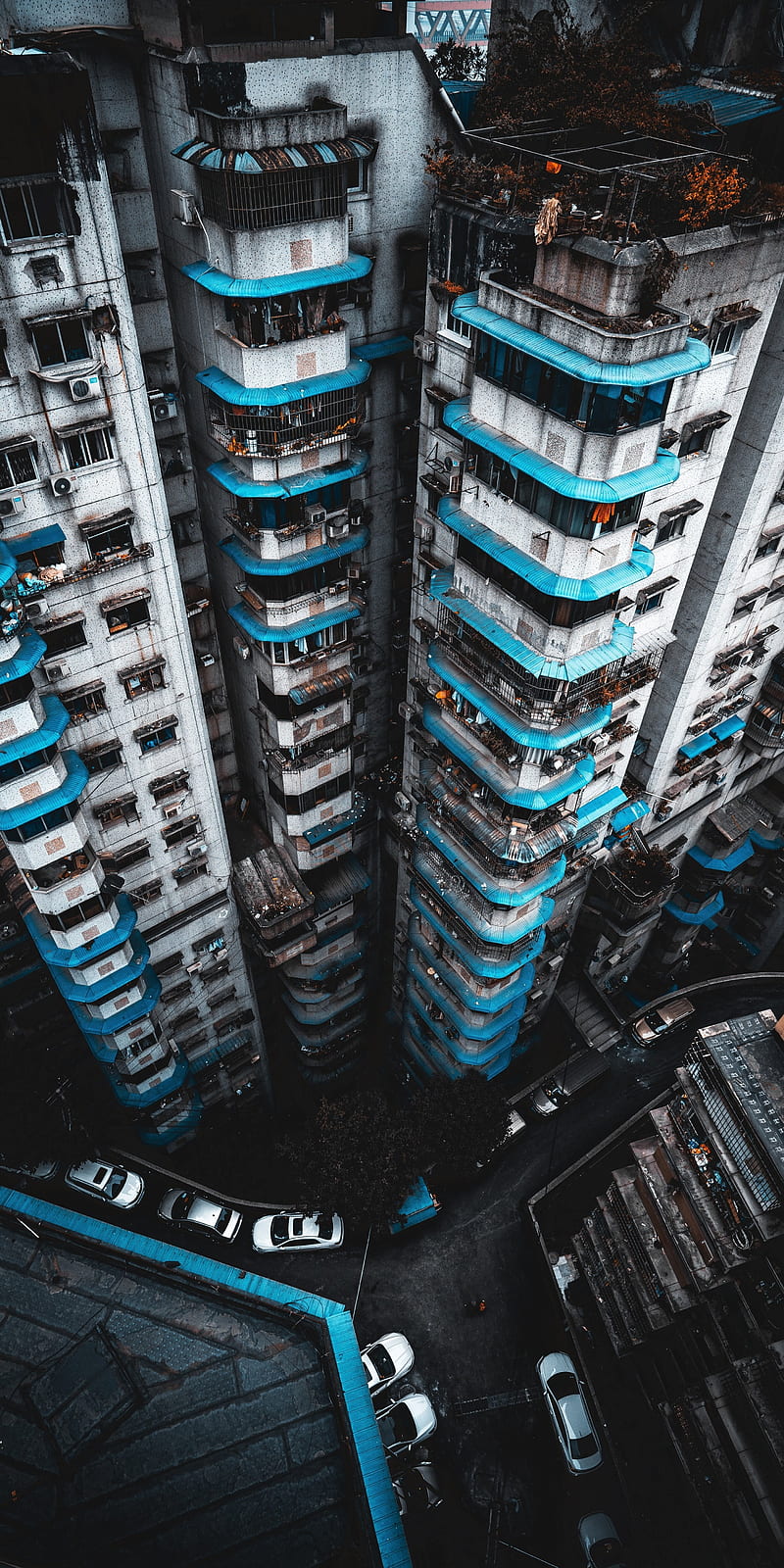 Long Way Down, apartments, auqua blue, buildings, city, crowded, gris, night, scary, suicide, tall, HD phone wallpaper