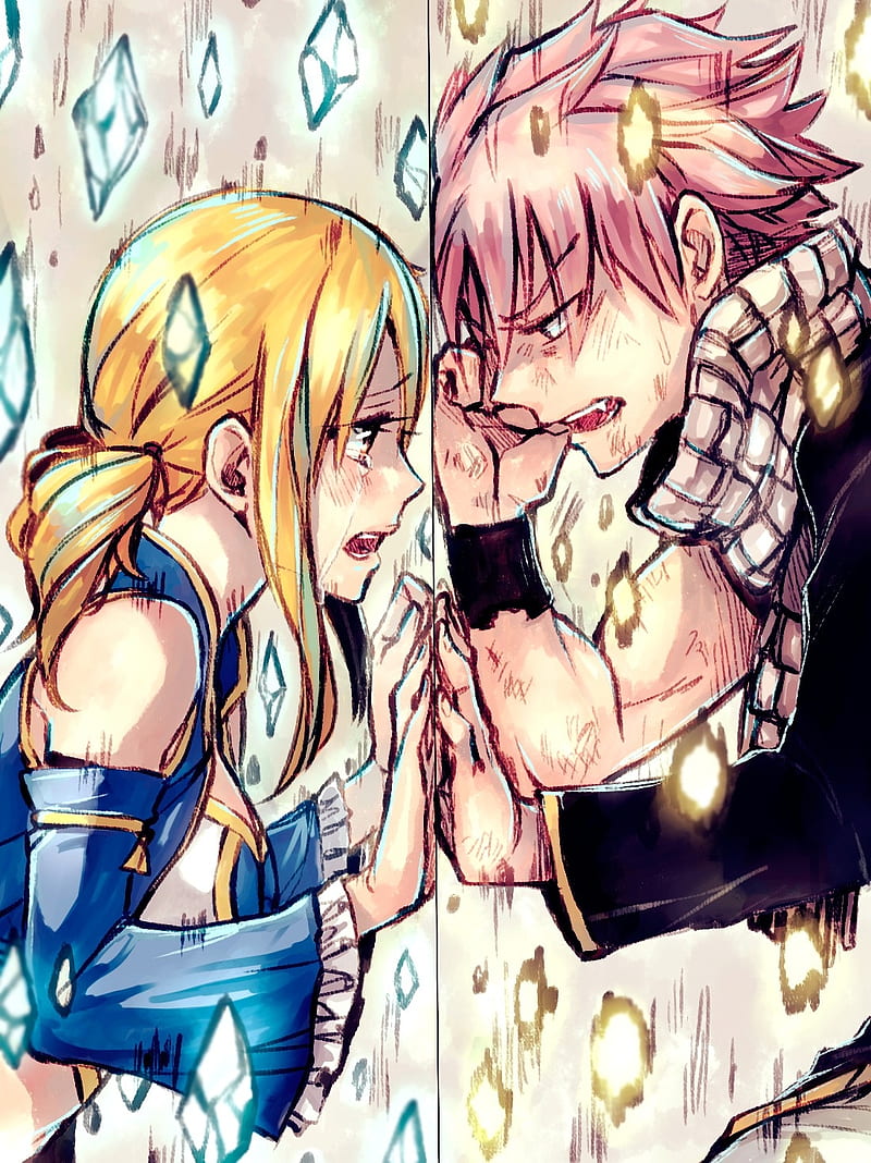 Natsu and lucy, fairy tail, separated, HD phone wallpaper