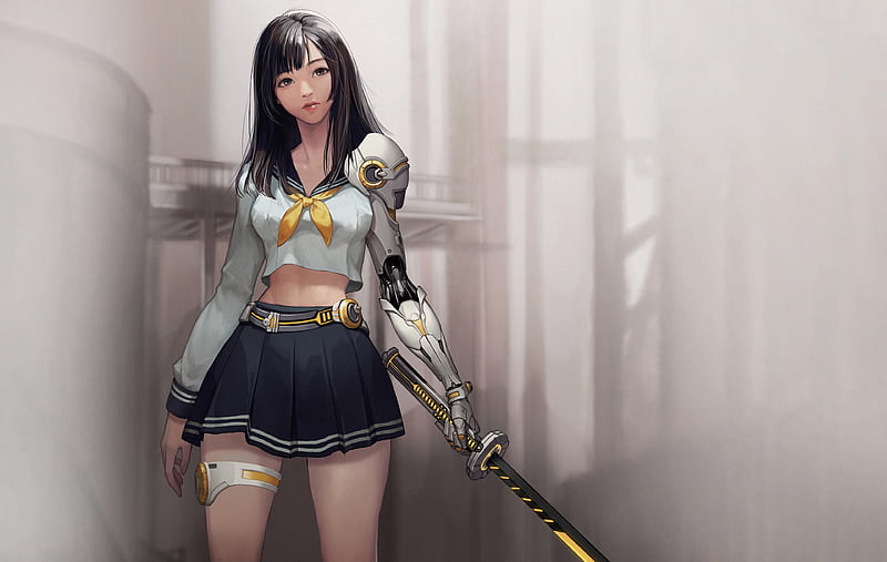 Warrior Anime Girl With Sword, anime-girl, anime, artist, artwork, digital-art, sword, HD wallpaper
