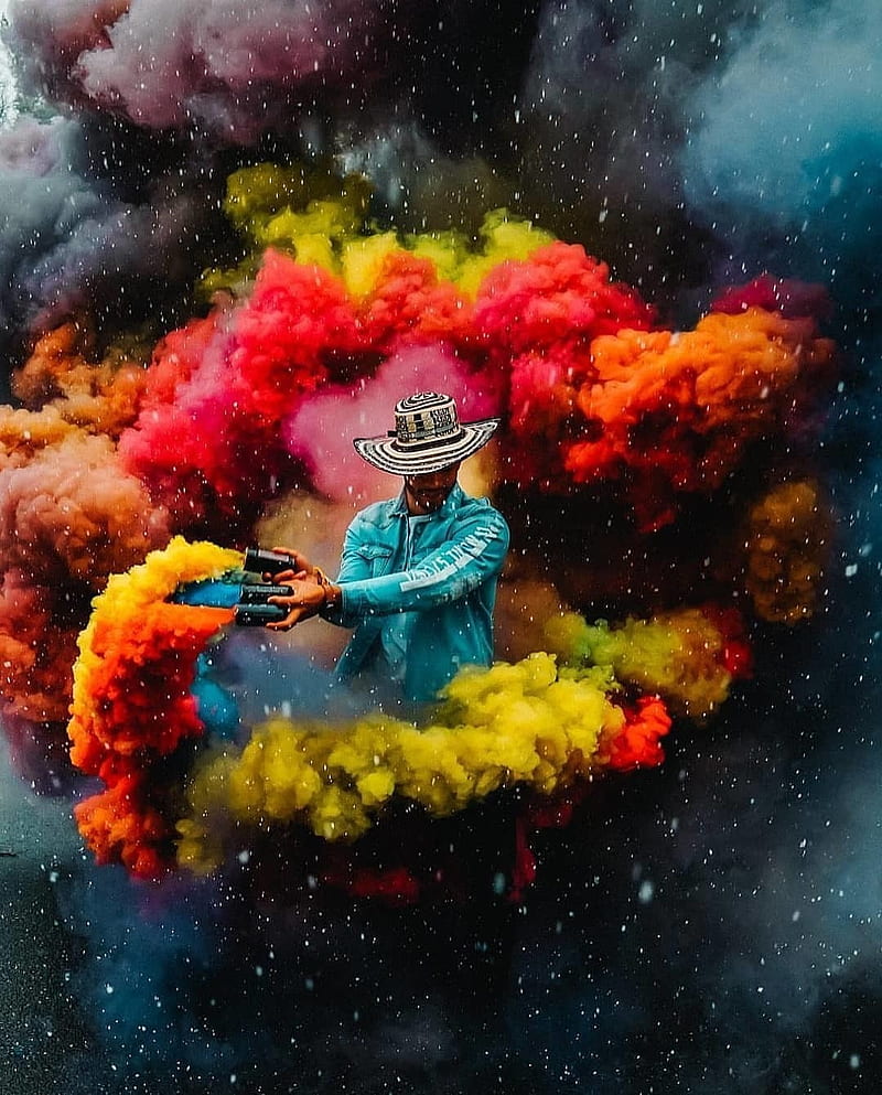 Smoky Guy, color, cowboy, cowboy hat, designs, explosion, graphy, storm ...
