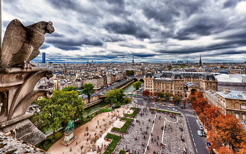 Notre Dame de Paris, Cathedral, Paris, cityscape, France, landmark, square, HD wallpaper