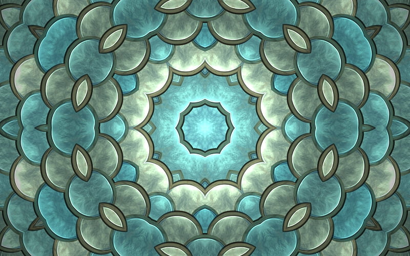 Blue Rosette, blue, digital art, mandala, rosette, HD wallpaper