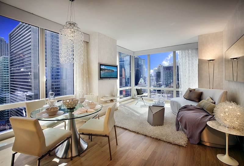 New York City Apartment, Apartment, New York, City Scape, Furniture, HD wallpaper