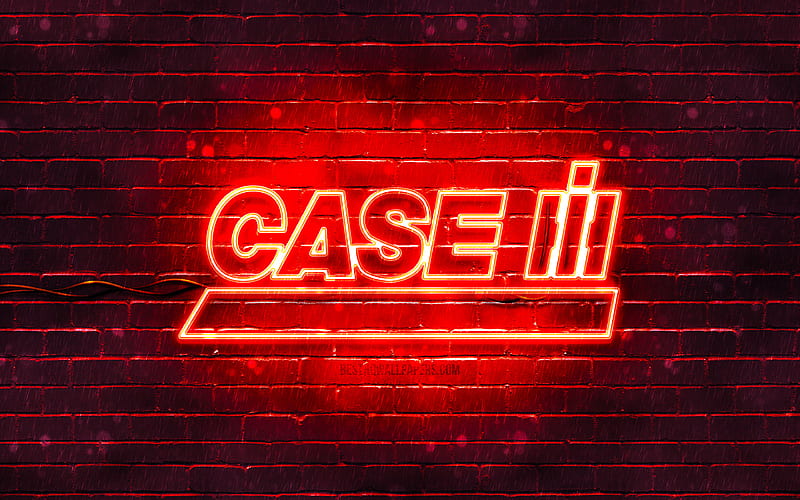 Case IH red logo, , red brickwall, Case IH logo, brands, Case IH neon logo, Case IH, HD wallpaper