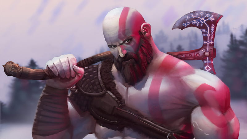 Kratos Hammer, kratos, artwork, games, artstation, HD wallpaper