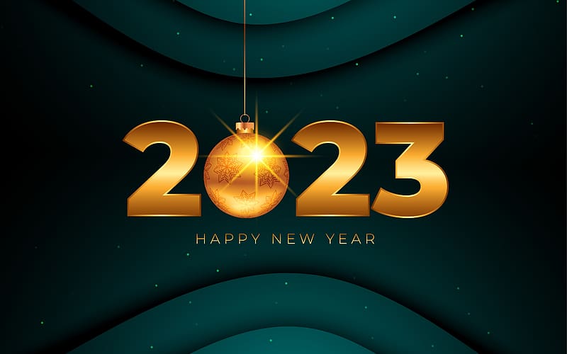 Happy New Year!, 2023, gold, green, new year, HD wallpaper