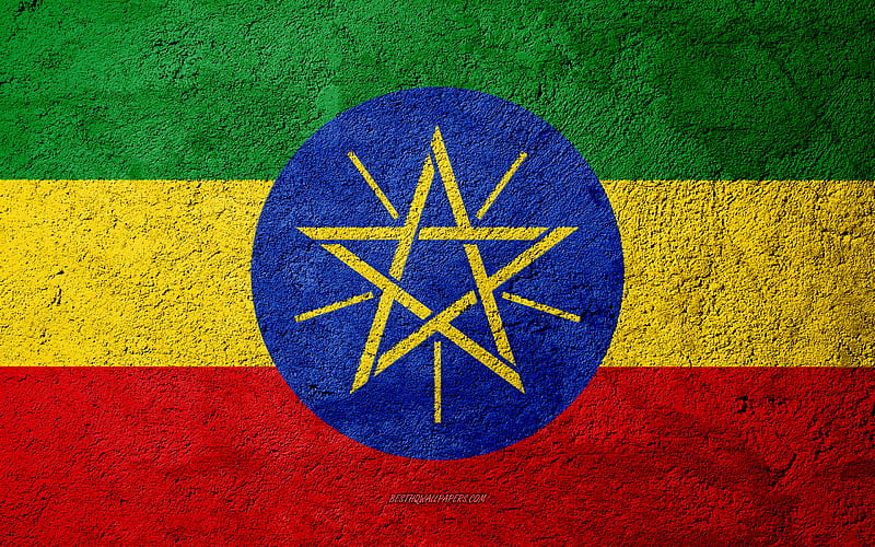 Flag of Ethiopia, concrete texture, stone background, Ethiopia flag, Africa, Ethiopia, flags on stone, HD wallpaper