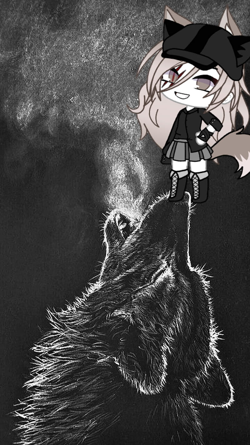 Depressed wolf, anime, gacha life, HD phone wallpaper