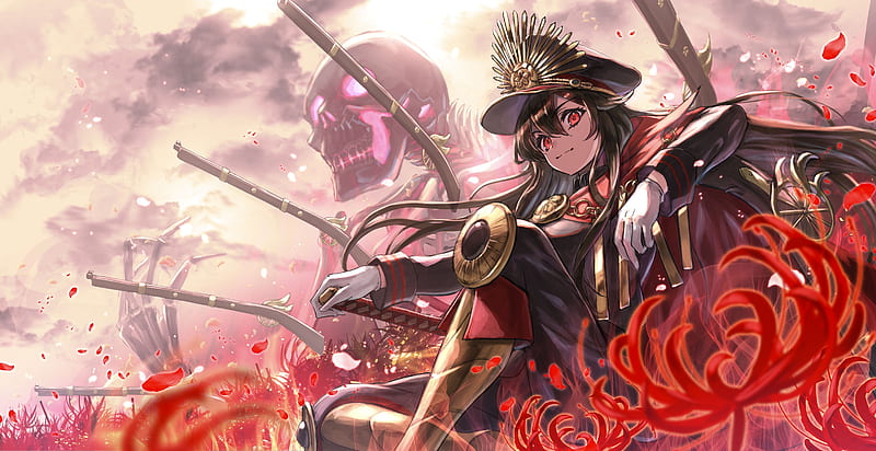demon archer, fate grand order, oda nobunaga, military uniform, red eyes, Anime, HD wallpaper