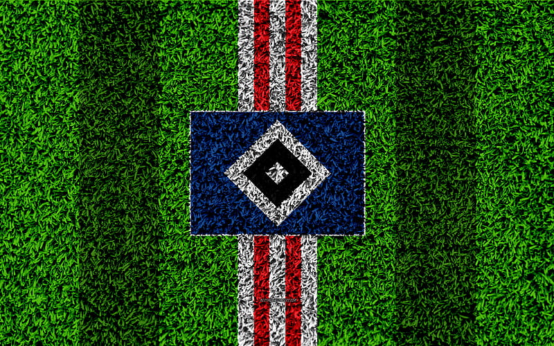 Hamburger SV German football club, football lawn, logo, emblem, grass texture, Bundesliga, Hamburg, Germany, football, Hamburger Sport-Verein, HD wallpaper