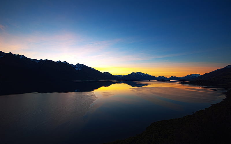 New Zealand Lake Sunset-Landscape, HD wallpaper