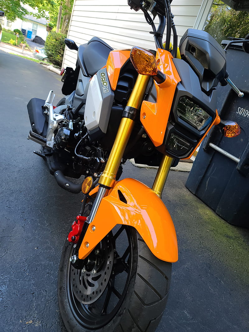 Honda grom, motorcycle, orange, HD phone wallpaper