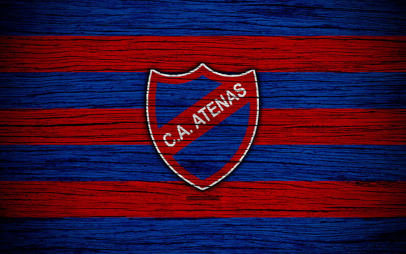 Atenas FC, logo, Uruguayan Primera Division, emblem, wooden texture, Uruguay, CA Atenas, football, soccer, FC Atenas, HD wallpaper