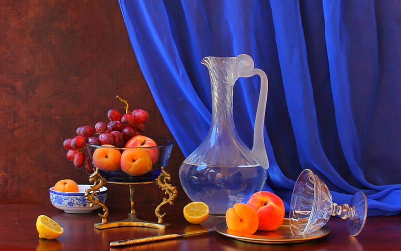 Still life, glass, food, fruits, jar, HD wallpaper