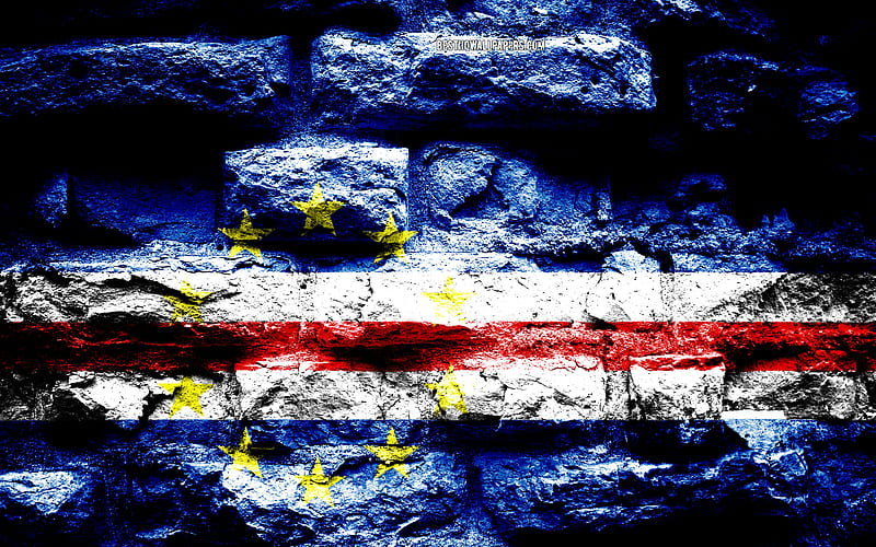 Cabo Verde flag, grunge brick texture, Flag of Cabo Verde, flag on brick wall, Cabo Verde, flags of Africa countries, HD wallpaper