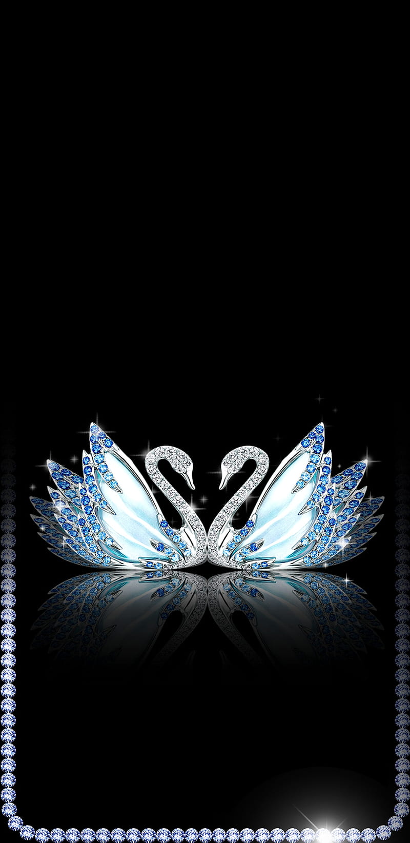 Svvarovski Swans, diamonds, girly, glitter, pretty, sparkle, swan, HD phone wallpaper