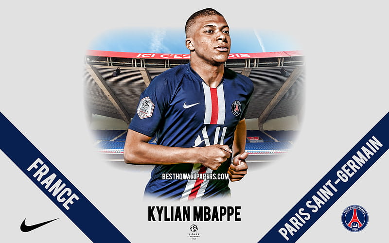 Kylian Mbappe, PSG, portrait, French football player, Paris Saint-Germain, Ligue 1, France, PSG footballers 2020, football, Parc des Princes, HD wallpaper