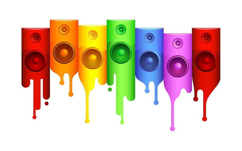 Sound boxes in different colours, HD wallpaper