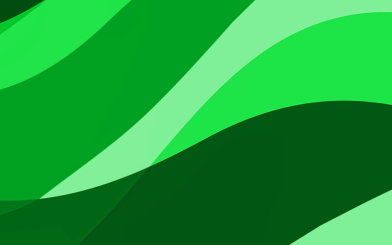 green abstract waves minimal, green wavy background, material design, abstract waves, green backgrounds, creative, waves patterns, HD wallpaper