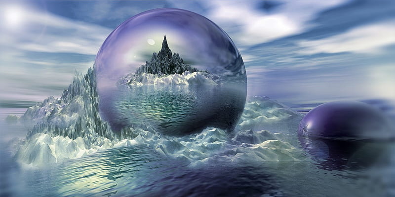 Once upon a time..., fantasy, abstract, castle, blue, HD wallpaper | Peakpx