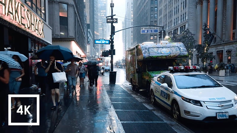 Walking in the Rain in Manhattan, NYC (Binaural City Sounds) Rain Ambience, New York City Rain, HD wallpaper